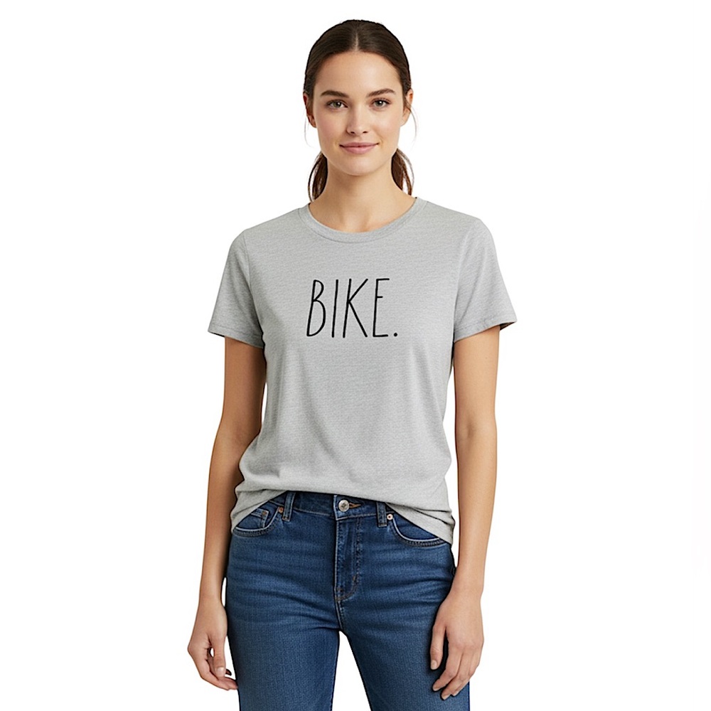Rae Dunn BIKE Tee in Heather Grey Size Medium